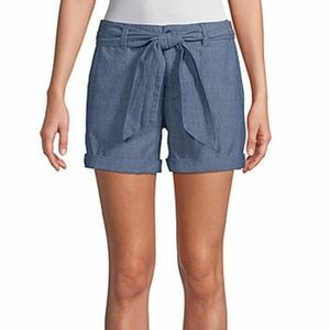 Chambray tie waist shorts